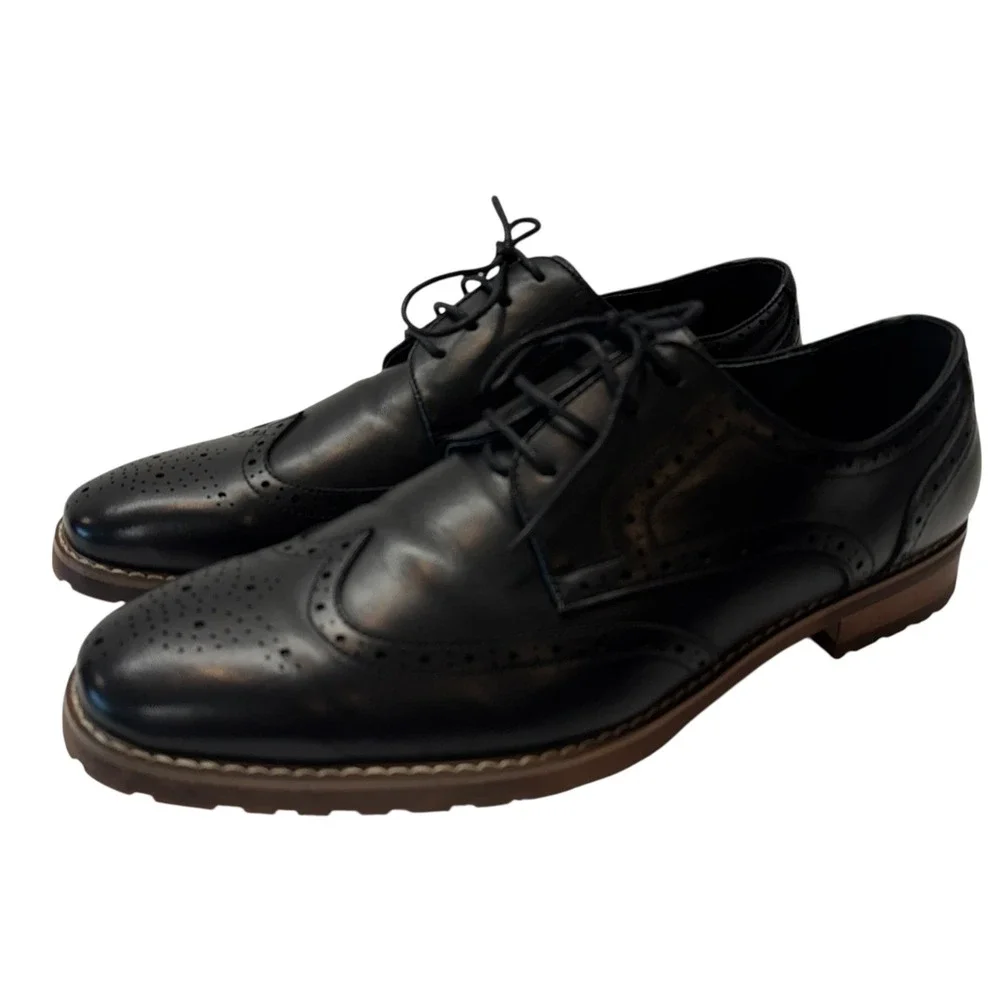 UV‎ Signature Black Label Leather Wingtip Oxford Dress Shoes Mens Size 14 #Shoes